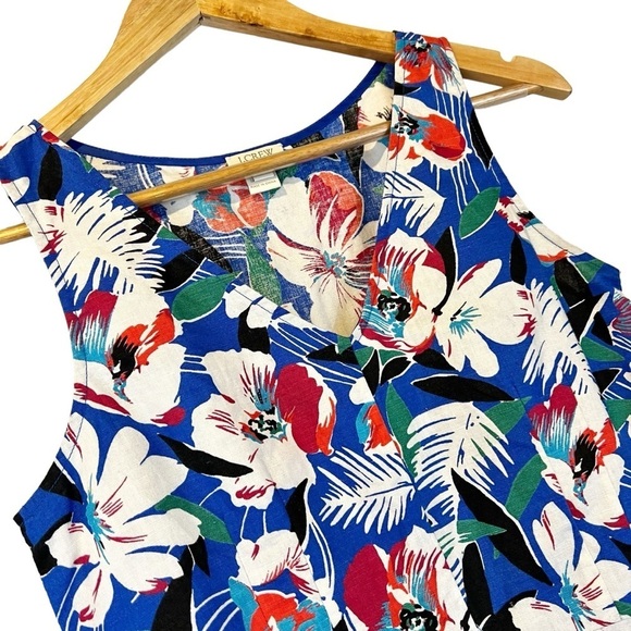 J Crew Floral Linen Blend Peplum Sleeveless Multicolor Tank Top 0 - Picture 5 of 5